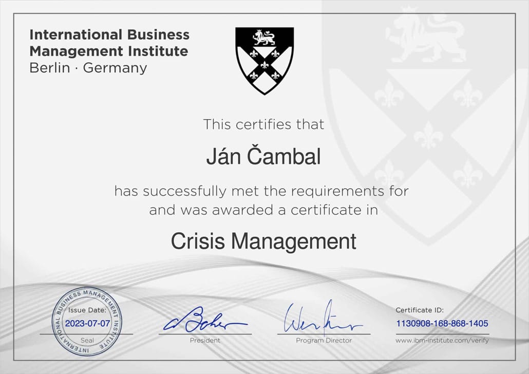 certifikat crisis management