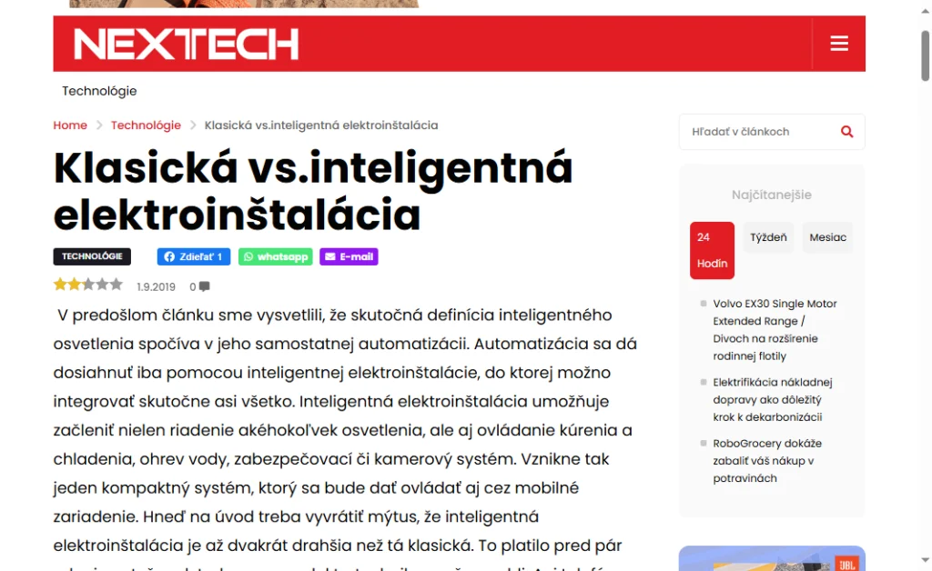 www.nextech.sk a Klasicka vs inteligentna elektroinstalacia